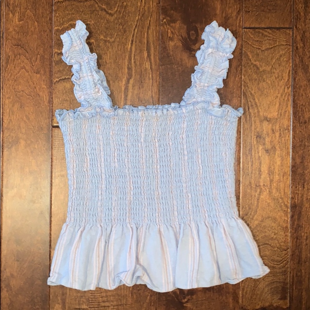 Blue and pink smocked tank